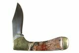 Pocket Knife With Lace Agate Inlays & Matching Base #327596-3